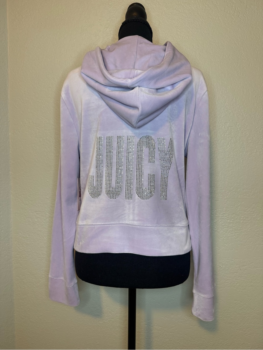 Juicy Couture Lilac Velour Crystal Logo Zip Hoodie